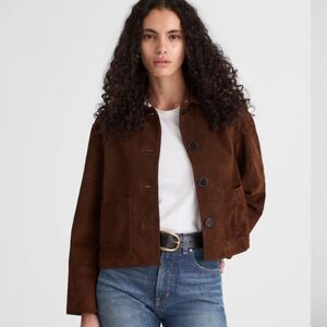 Madewell Boxy-Crop Jacket in Suede **Flawed  NWT Espresso
